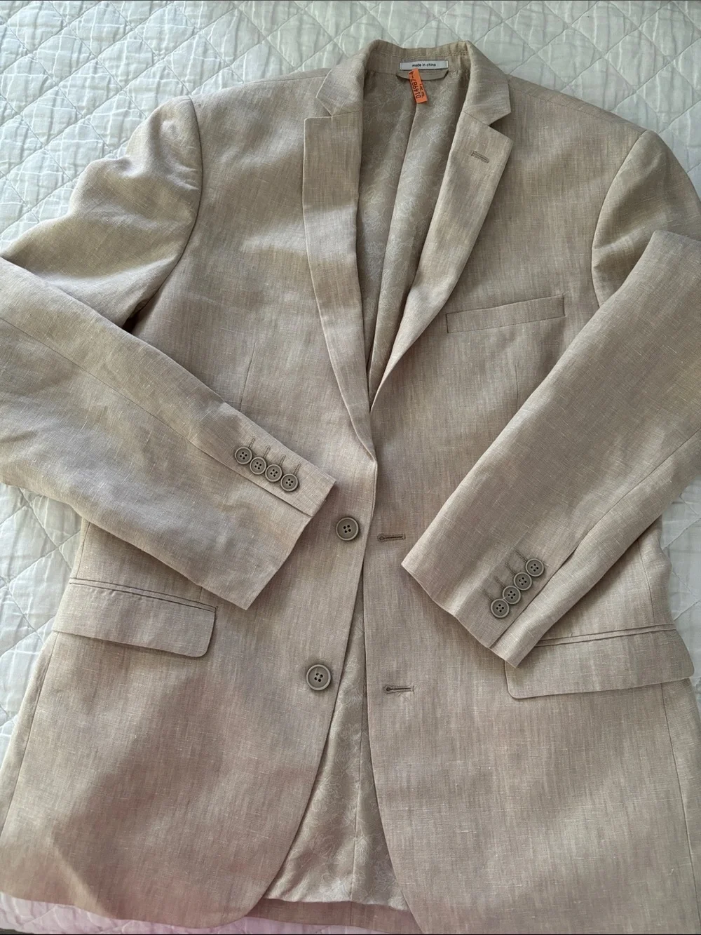 Bar III Men's Light Beige Linen Sport Coat - Two-Button Blazer